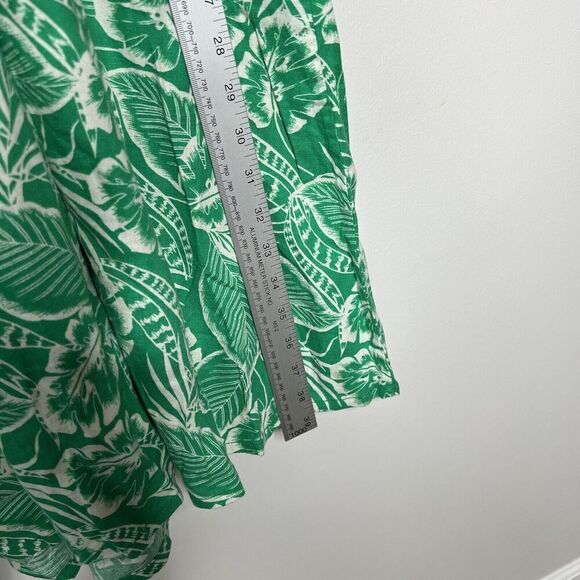 Fat Face Womens Dress Size 8 Long Linen Blend Green Tropical Sundress V Neck - Picture 4 of 16